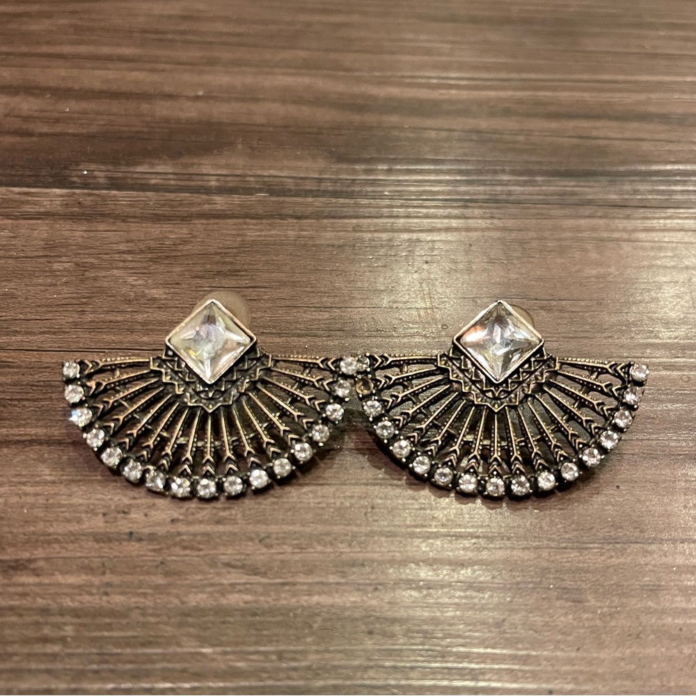Gold and rhinestone earrings